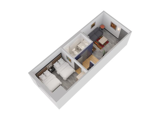 Holiday Inn Express & Suites S Lake Buena Vista | Kissimmee, FL, 34746 | 3D rendering family suite